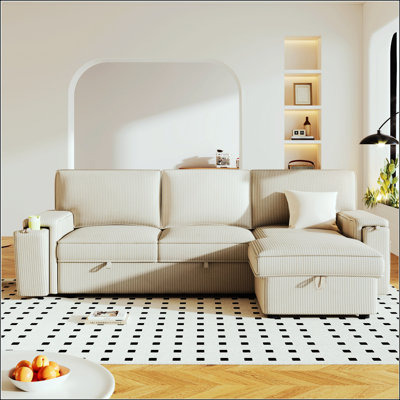 Canapé-lit modulaire avec sacs de rangement et 2 porte-gobelets Upholstery