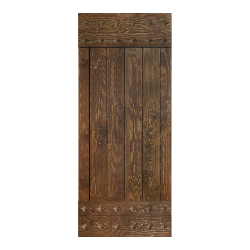 Porte de grange lambrissée peinte en bois sans trousse de quincaillerie d'installation, Noyer foncé, 36 po x 84 po
