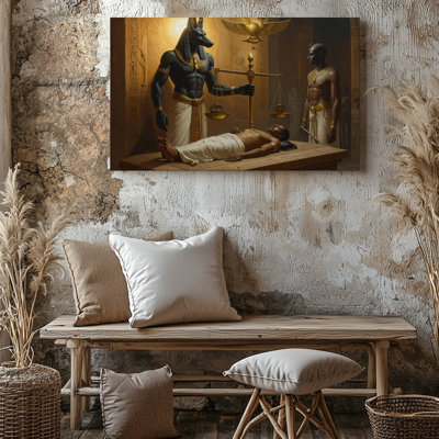 Toile, art mural, cérémonie funèbre d'Anubis, rituel de la vie après la mort