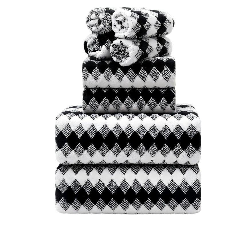 Ensemble de 8 serviettes de bain (noir), Noir