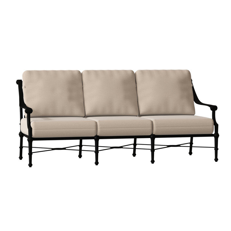 Delphi Outdoor 3 - Seat Patio Sofa, Textured Black, Impact Vapor Gray Sunbrella®