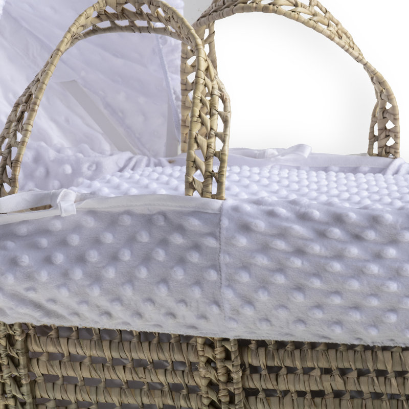 Dimple Palm Moses Basket, White