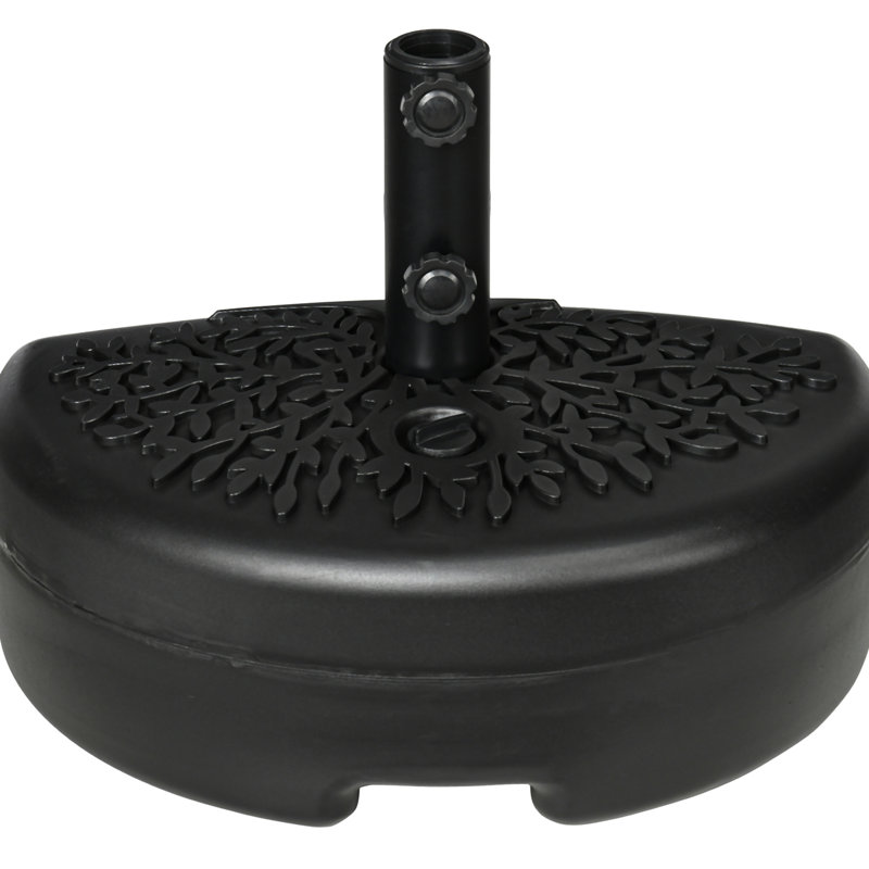 Demi-base extérieure pour parasol - 40 lb d'eau / 46 lb sable remplissable, compatible avec un poteau de 1,5 po ou 2 po, magnifique support de patio noir