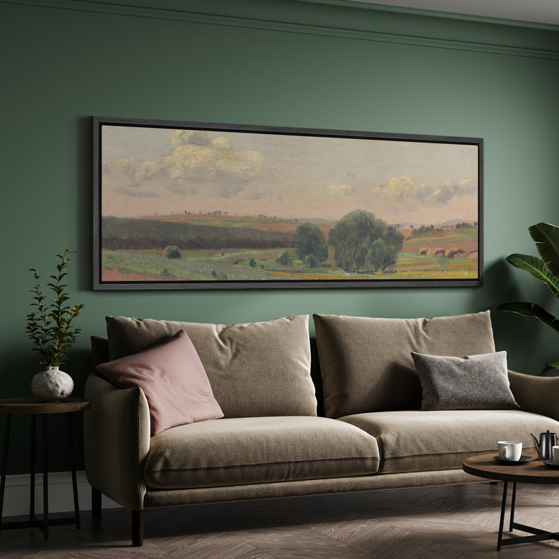 «Spring Country Landscape Relaxing Calm», impression sur toile encadrée surdimensionnée, H 20 po x l 60 po