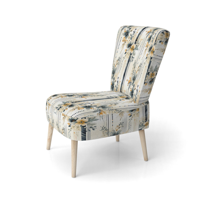 Neutre Grays Flowers Accents - Chaise d'appoint rembourrée scandinave, chaise d'appoint Botanical Nature