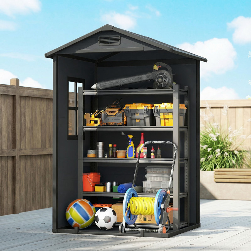 Garden Storage Shed, Dark Grey