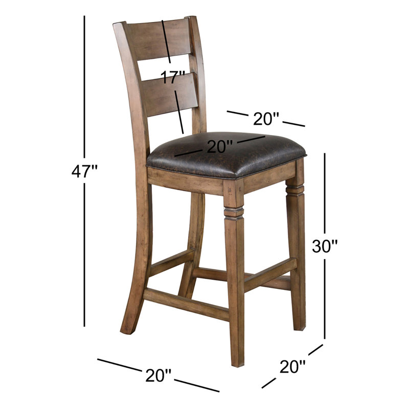 Gridley Upholstered Counter Stool with Solid Wood Frame, Buckskin, Taupe