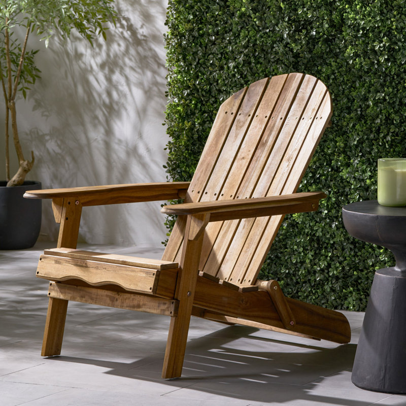 Teigan Solid Wood Folding Adirondack Chair, Natural Stained