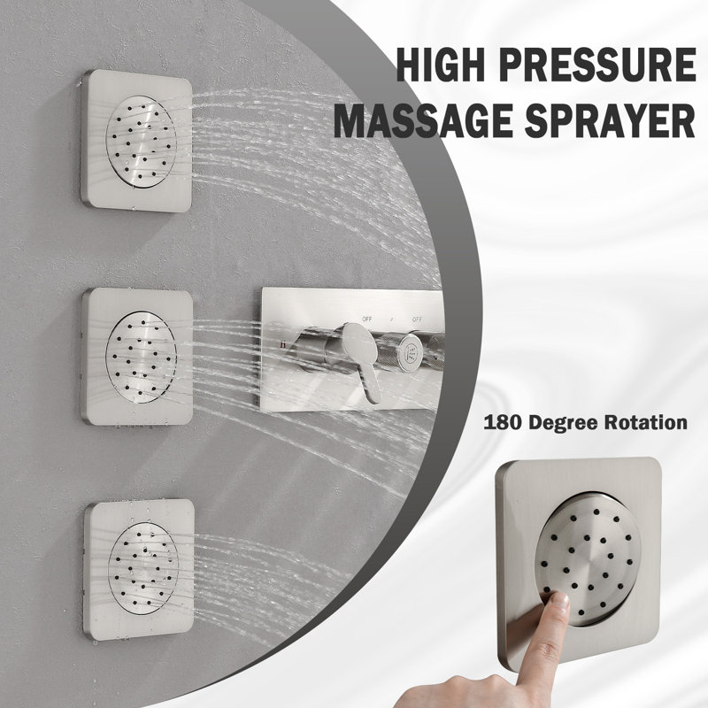 Complete Shower System with Rough in-Valve, Silver