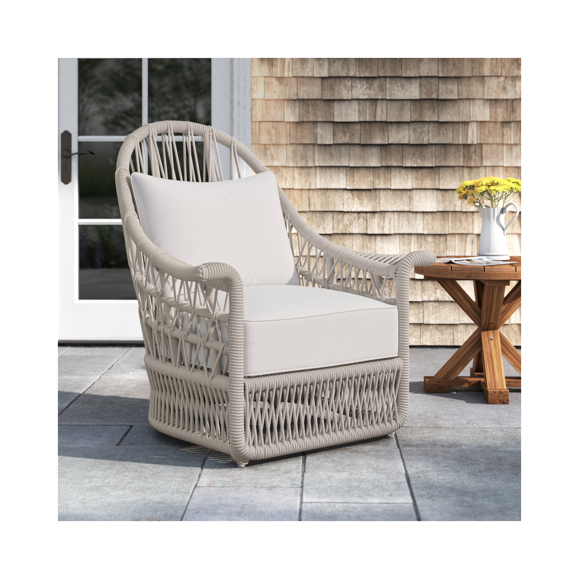 Wilkins Outdoor Lounge Chair , Sunbrella® Cushions Included, Canvas White Sunbrella® Canvas