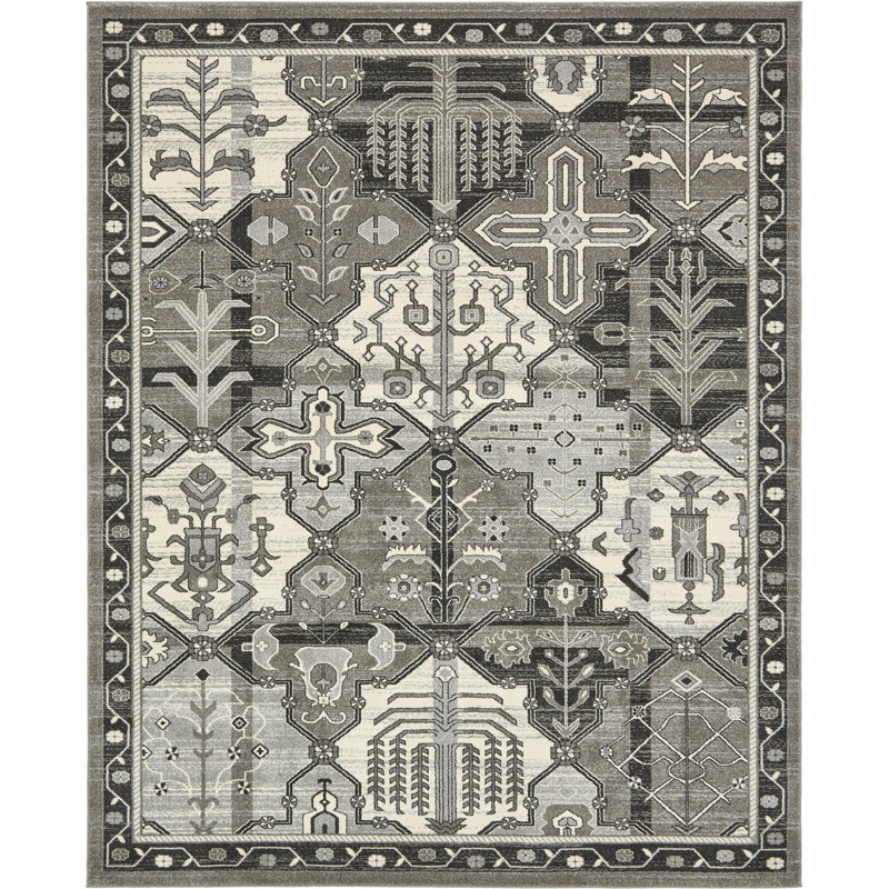 Tapis ivoire à motif géométrique Godina, Rectangle 8 pi x 10 pi