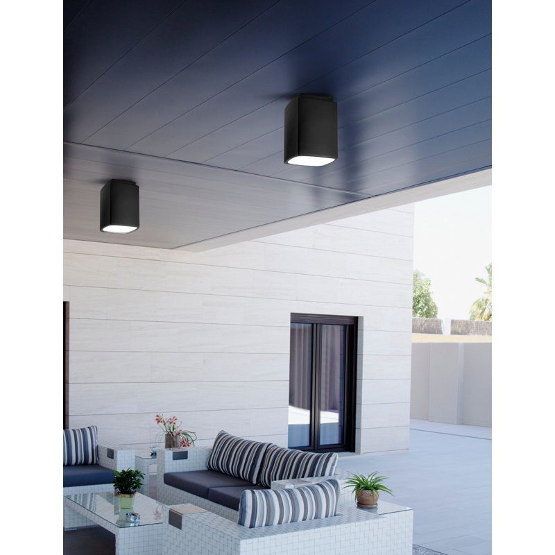 Plafonnier encastré carré 6,5" 1-light Custinne, Noir mat carbone