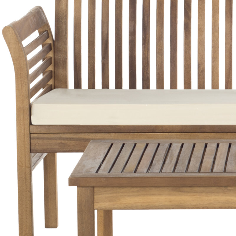 Mokane Acacia 4 - Person Patio Conversation Set with Cushions, Natural Frame/Beige Cushion