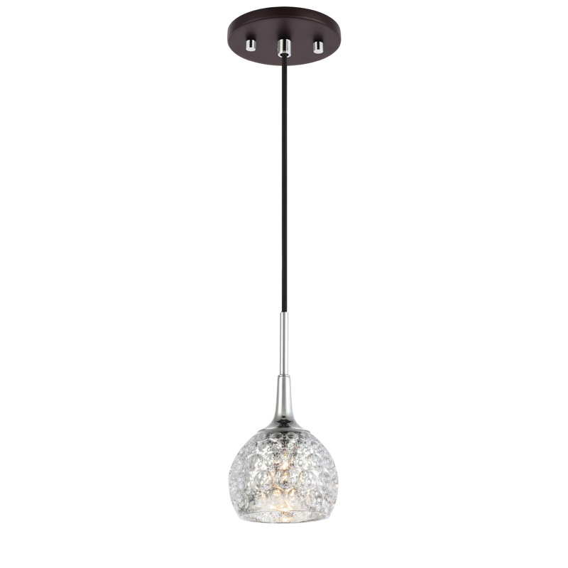 Luminaire sphère suspendu 1 lumières simple Jerrie, Mercure, Halogène, Chrome / Bronze