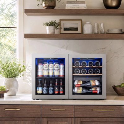 Ca'lefort 34 in Freestanding Wine and Beverage Refrigerator Set with Dual Reversible Doors