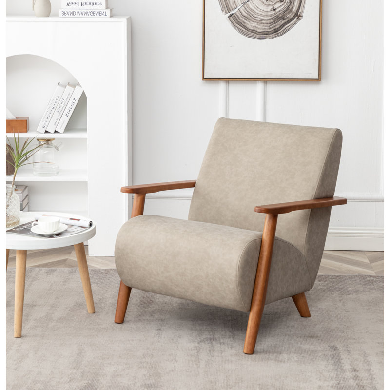 Andablo Upholstered Armchair, Beige Faux Leather