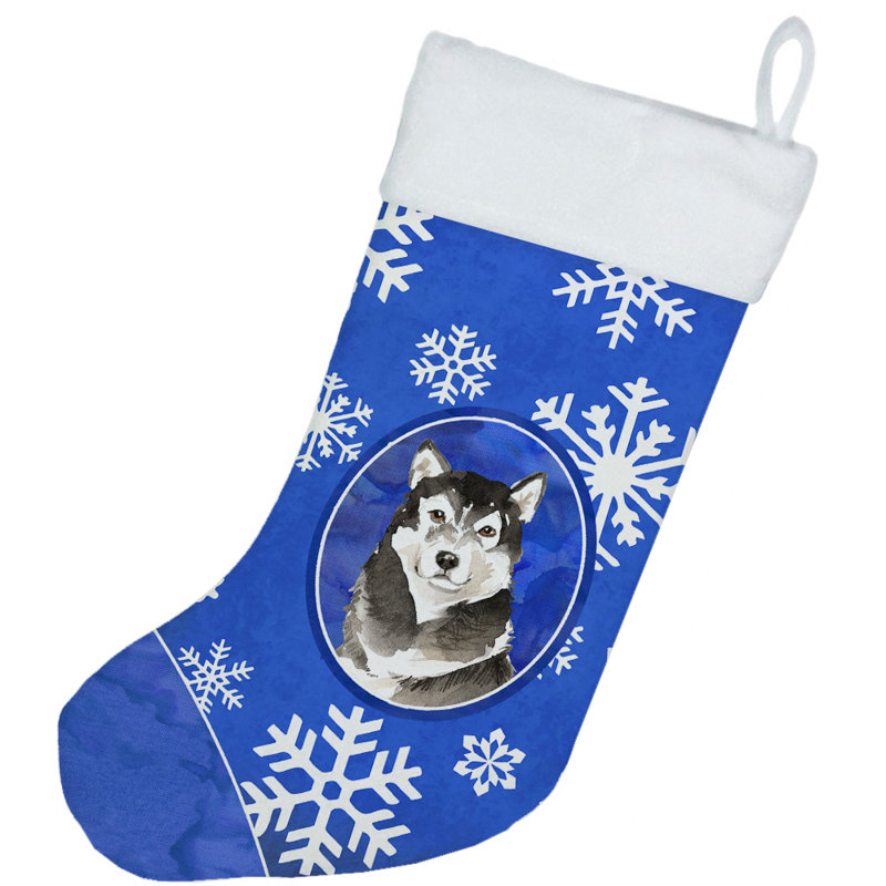 Chaussette de noël winter flocons de noël, Malamute d’Alaska