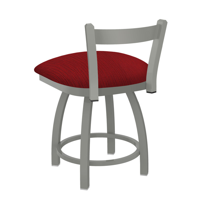 Tabouret de coiffeuse en métal Catalina, Nickel anodisé, Tissu-graphique rubis