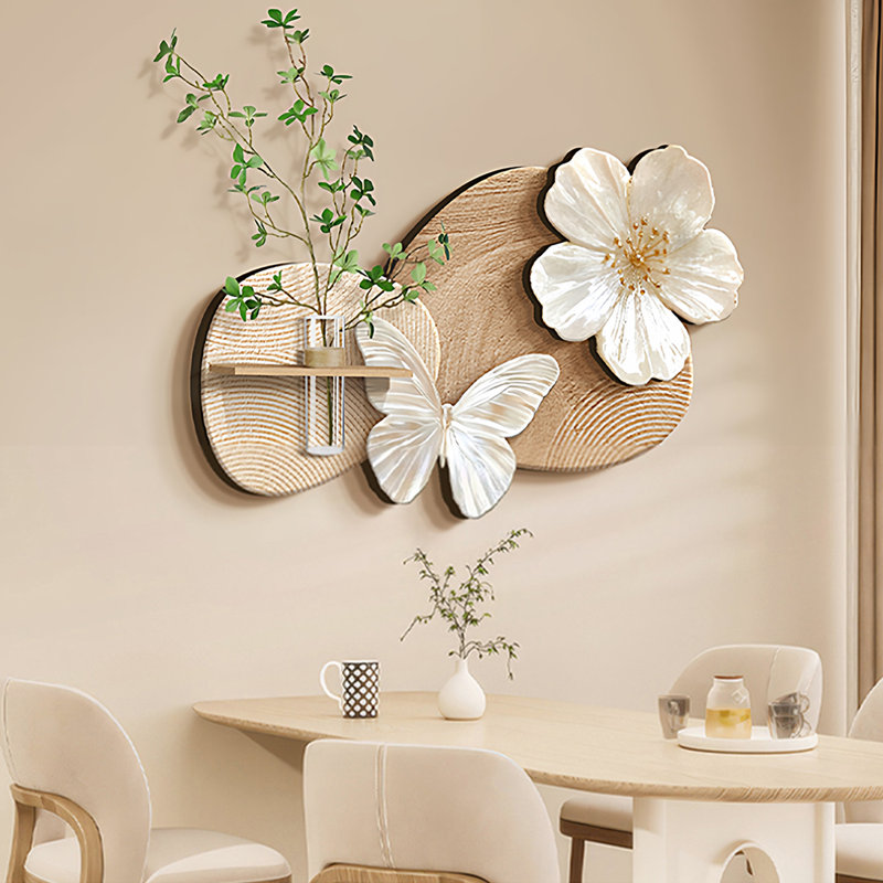 Murale crème et plante hydroponique verte, H 31,5 po x l 19,69 po x P 0,98 po