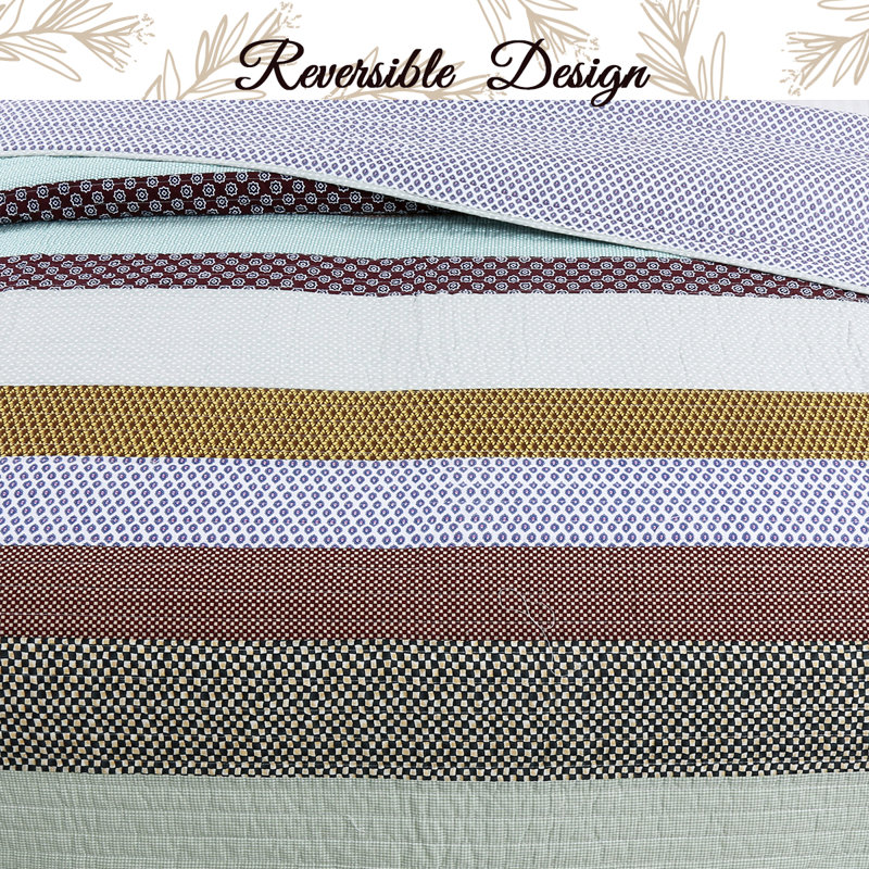 Nesco Blue and Brown Cotton Reversible King Quilt Set