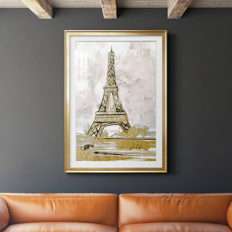 «Eiffel Tower Glitz», reproduction encadrée de qualité supérieure prête à accrocher 47073, L 22,5 po x H 30,5 po, Cadre doré
