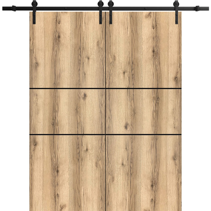 Porte de grange en bois massif massif, 48 po x 96 po, Chêne