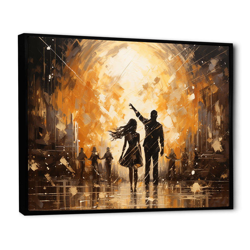 Disco Dazzle Dancer Complicity sur toile, Cadre flottant noir, H 16 po x l 32 po x P 1 po