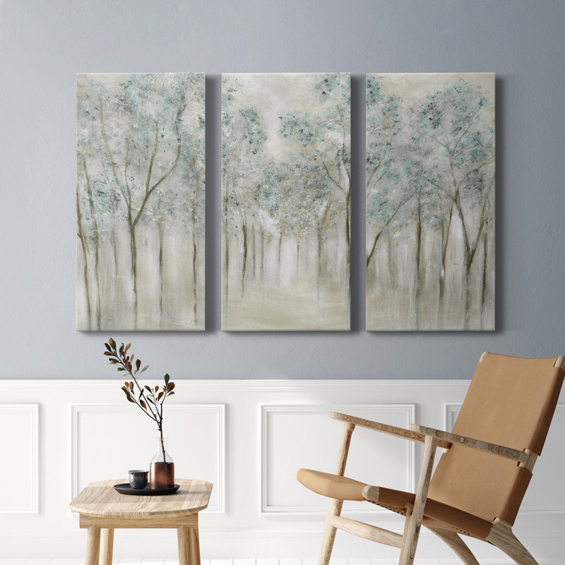 «Neutral Spring», peinture sur toile tendue 3 pièces, H 36 po x l 72 po x P 1 po
