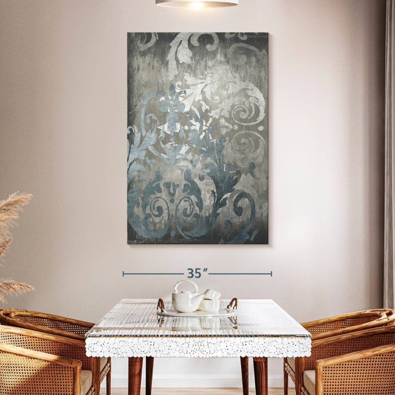 Avery Damask In Silver II, 51" H x 34" W