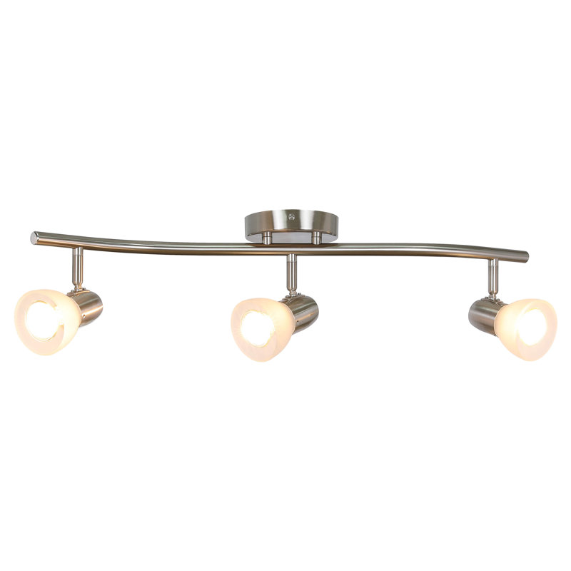 Xinbei Lighting Track Light, 3 Light Kitchen Track Lighting, Modern S-Shaped Ceiling Track Light Bar, Brushed Nickel
