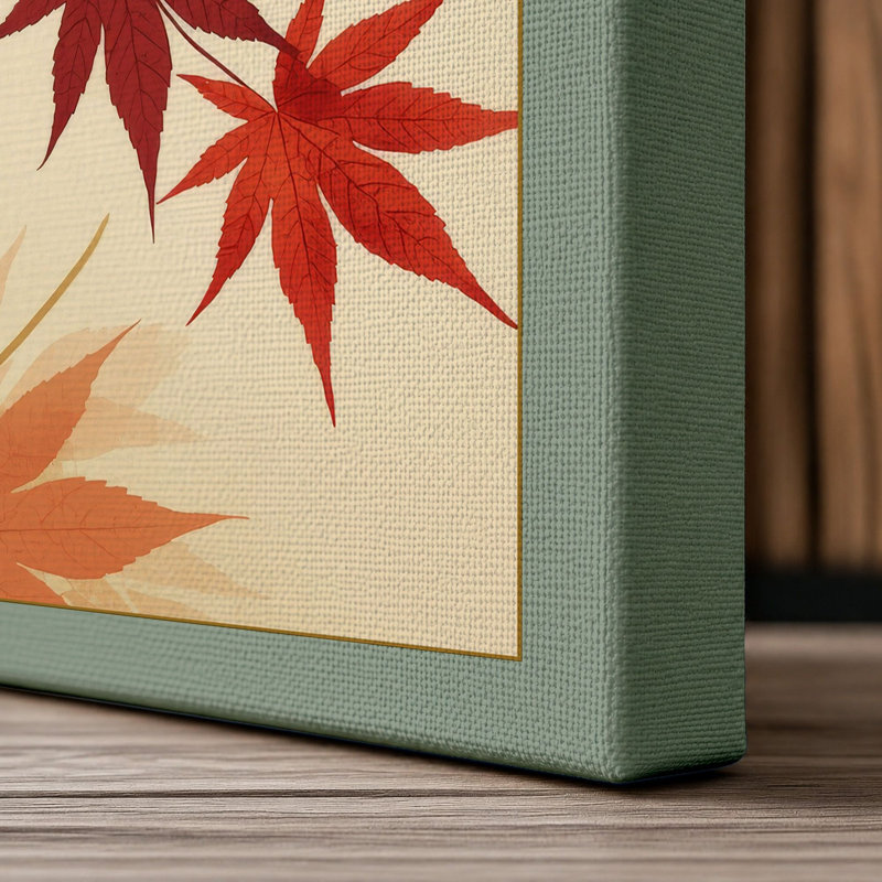Autumn Leaves Adrift Botanical - Wrapped Canvas, 18x12 - 45.7 x 30.5 cm, Sage Border