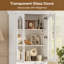 Armoire de rangement moderne de 71 po de hauteur avec tiroirs, blanc avec poignées dorées, ensemble de 2