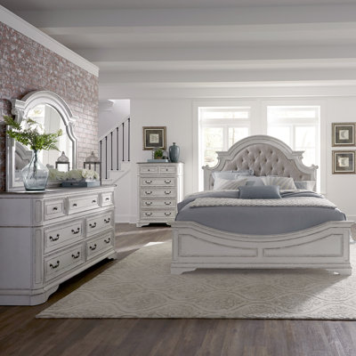 Colchester Queen Upholstered Bed, Dresser & Mirror, Chest Bedroom Set