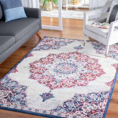 Tapis Arvillia en ivoire / rouge