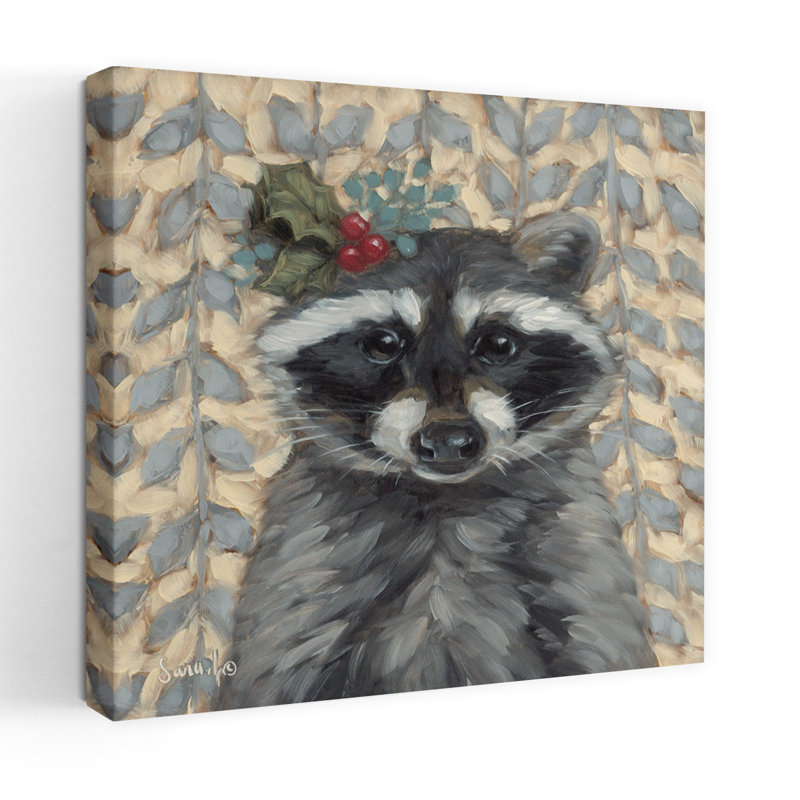 Holly jolly raton laveur contemporain, H 48 po x l 48 po