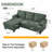 3-Seater Linen Sofa with Storage Armrest & Storage Ottoman - Green-1263141367