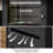 Media Cabinet With Tempered Glass Door, 5-Tier Stereo Cabinet With Adjustable Shelves, Media Stand With LED Light, AV Rack With Cable Management For Meeting, Living, Recording Room-2107262485