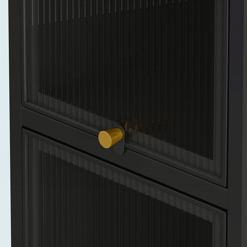 Armoire de porte moderne en verre à trois niveaux, Noir, noir, noir, noir