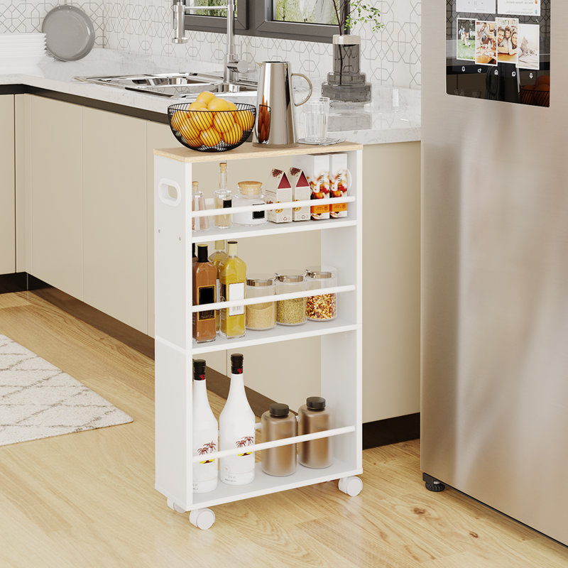 Christerfer Wood Bar Cart, White/Natural