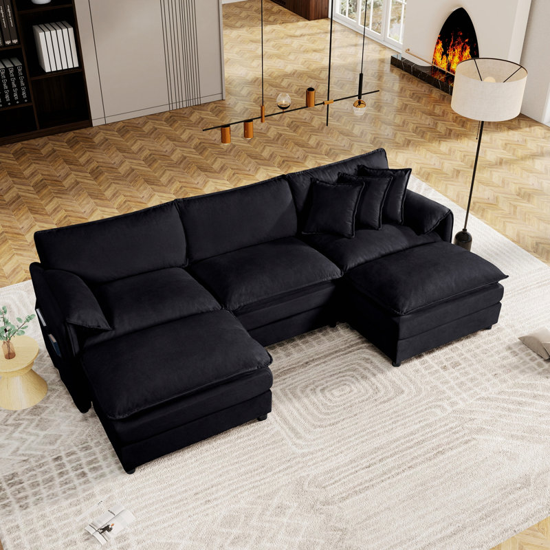 Modular U-Shaped Sectional Sofa With Deep Seats
