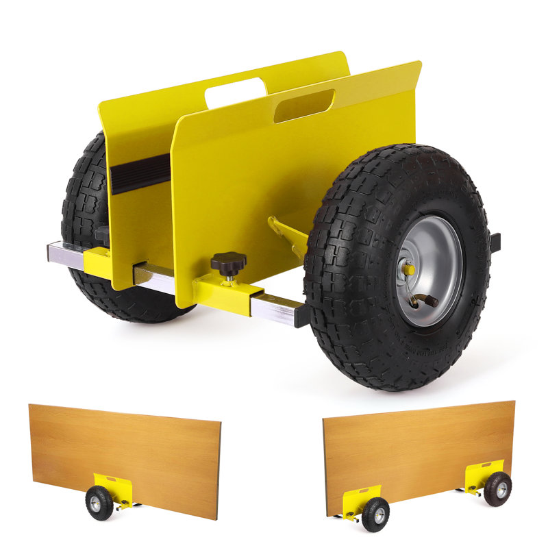 Chariot à panneau jaune robuste avec capacité de 600 lb et 10 roues en caoutchouc solide, Jaune