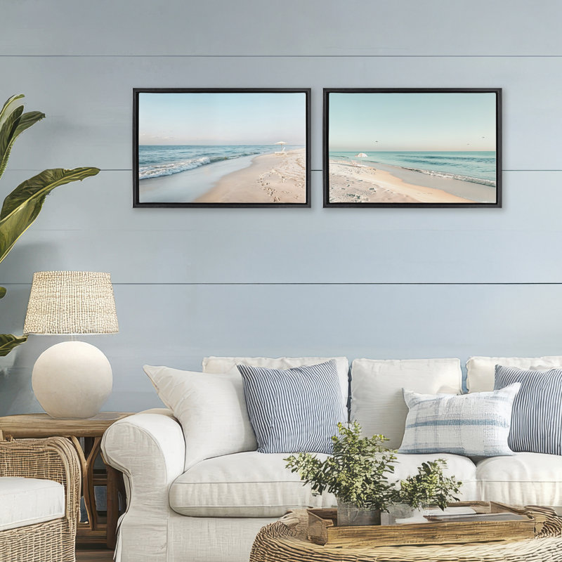 Ensemble de cadre flottant 2 pièces Sunlit Summer Shores, design par Lazar Studio, H 17 po x l 25 po