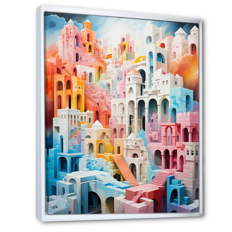 Minimalisme des forteresses II sur toile, Cadre flottant blanc, H 44 po x l 34 po x P 1,5 po