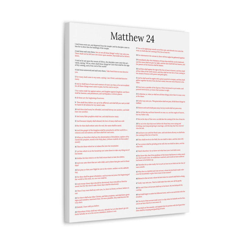 Matthew 24 Chapter Christ Words in Red Christian Wall Art Print, 14" H x 11" W