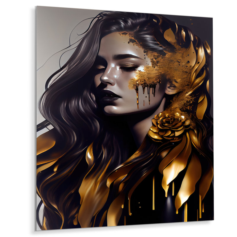 Décoration murale en métal glamour et contemporain «I» par Haroldene, H 32 po x l 16 po x P 1 po