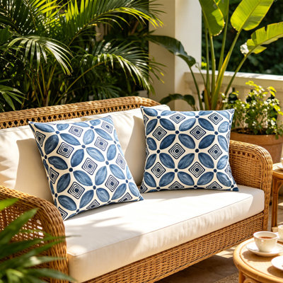 Ensemble de 2 coussins décoratifs pour l'extérieur et l'intérieur, avec housse et insert, coussin décoratif carré pour meubles de patio, 18 po x 18 po