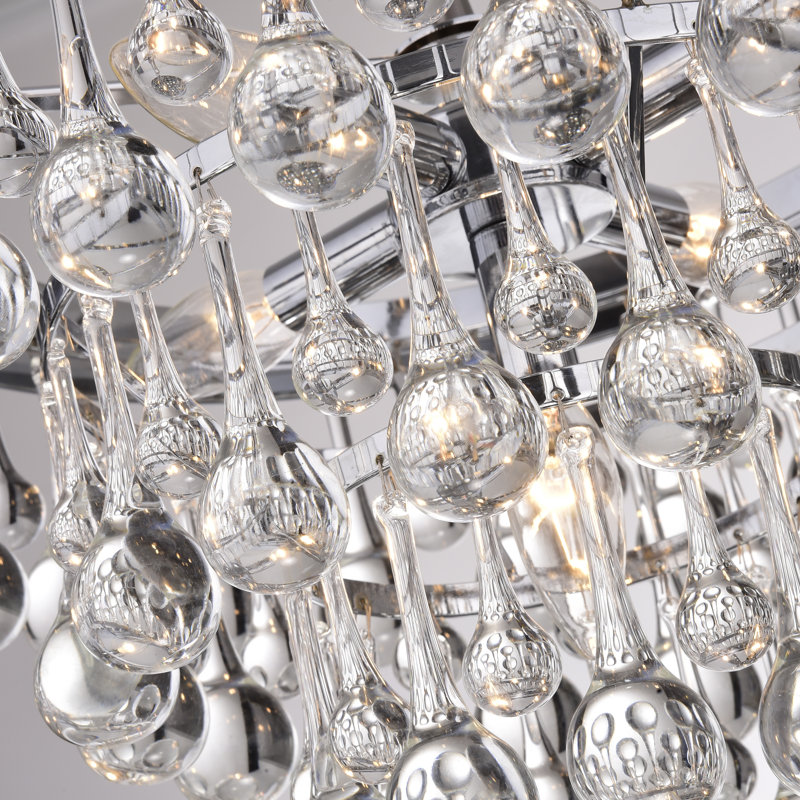 Plafonnier semi-encastré 9 lumières 23,6 po Mraz, Chrome