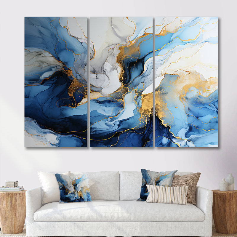 Ocean Sunset Dreams - ensemble de décorations murales vagues, Toile tendue, H 40 po x l 60 po x P 1 po