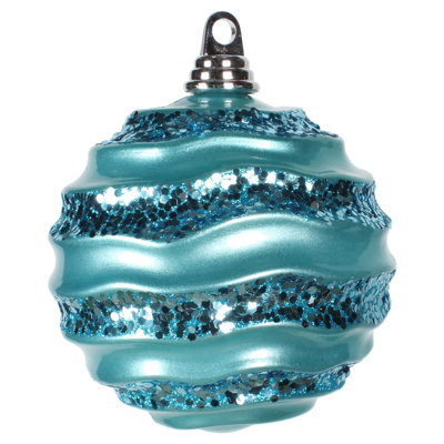 Stripe Candy Glitter Wave Ball Christmas Ornament