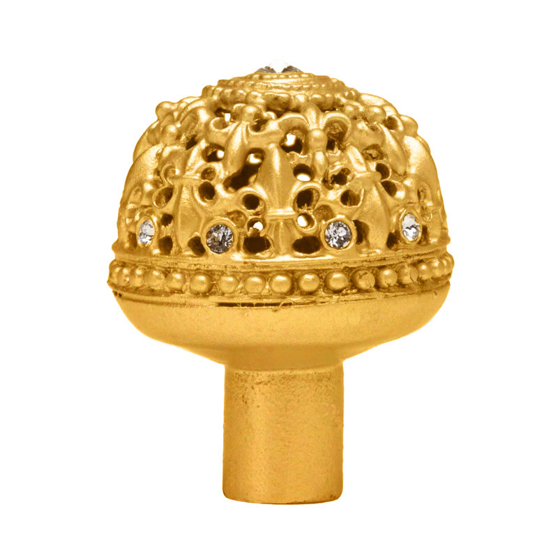 Carpe Diem Quincaillerie 7612-8C Versailles Grand mercure doré bouton rond Fleur De Lys panier ouvert avec cristaux Swarovski en mercure doré